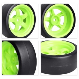 HobbyPark Hard Plastic 12mm Hex RC Drift Wheels and Tires for 1/10 Scale Tamiya HPI Traxxas Kyosho Redcat HSP Drifting, Set of 4