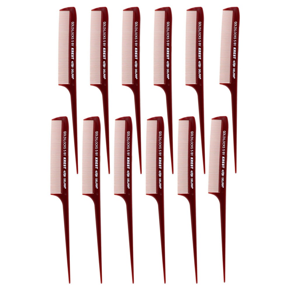 Krest Goldilocks g5 8-1/2 Rattail Comb Extra-fine Tooth. Heat Resistant Hair combs. 1 Dz.