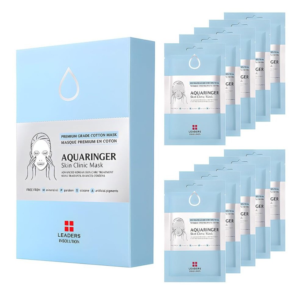 Leaders Insolution Aquaringer Skin Clinic Mask | Intense Hydration Treatment Mask with Swiss Glacial Water & Power Peptides | Moisturizing & Firming for Dry Skin, Fine Lines (10 Sheets) Leaders Insolution Aquaringer Skin Clinic Mask | Intense Hydration Treatment Mask with Swiss Glacial Water & Power Peptides | Moisturizing & Firming for Dry Skin, Fine Lines (10 Sheets)