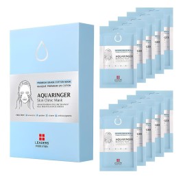 Leaders Insolution Aquaringer Skin Clinic Mask | Intense Hydration Treatment Mask with Swiss Glacial Water & Power Peptides | Moisturizing & Firming for Dry Skin, Fine Lines (10 Sheets)
