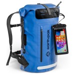 Earth Pak Waterproof Backpack - Heavy Duty Hiking Backpack - Roll-Top Closure Bag - Cushioned Dry Bag Waterproof Phone Case