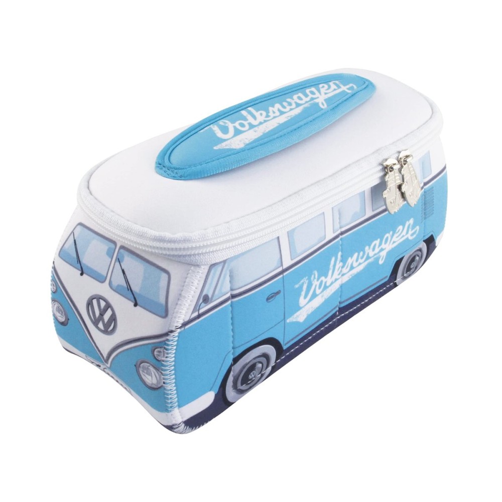BRISA VW Collection - Volkswagen Neoprene Universal Makeup Cosmetics Toiletry Travel Pharmacy Bag in T1 Bus Design (Turquoise) (Small (9.1 x 4.3 x 3.1 inches))