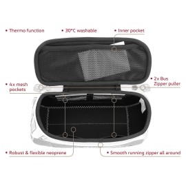 BRISA VW Collection - Volkswagen Neoprene Universal Makeup Cosmetics Toiletry Travel Pharmacy Bag in T1 Bus Design (Turquoise) (Small (9.1 x 4.3 x 3.1 inches))