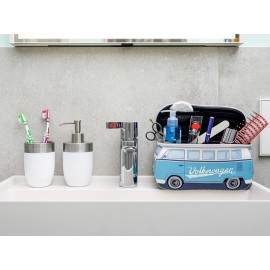BRISA VW Collection - Volkswagen Neoprene Universal Makeup Cosmetics Toiletry Travel Pharmacy Bag in T1 Bus Design (Turquoise) (Small (9.1 x 4.3 x 3.1 inches))