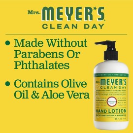 MRS. MEYER\'S CLEAN DAY Hand Lotion for Dry Hands, Non-Greasy Moisturizer Made with Essential Oils, Honeysuckle, 12 oz