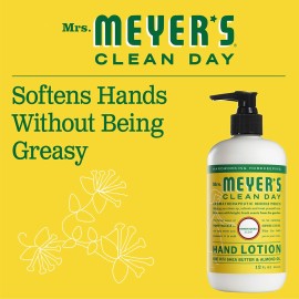 MRS. MEYER\'S CLEAN DAY Hand Lotion for Dry Hands, Non-Greasy Moisturizer Made with Essential Oils, Honeysuckle, 12 oz