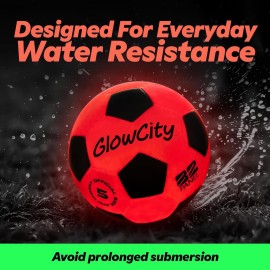 GlowCity Glow in The Dark Soccer Ball | Light Up Indoor/Outdoor Soccer Ball with 2 LED Lights | Pre-Installed Batteries | Fun Gift for Teens