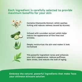 Taza Premium Natural Botanical Extract Facial Cleanser, 8 oz (231 ml) Firmer and Refined Skin With: Chamomile Extract, Aloe Leaf Juice, Cucumber Extract, Japanese Green Tea Extract