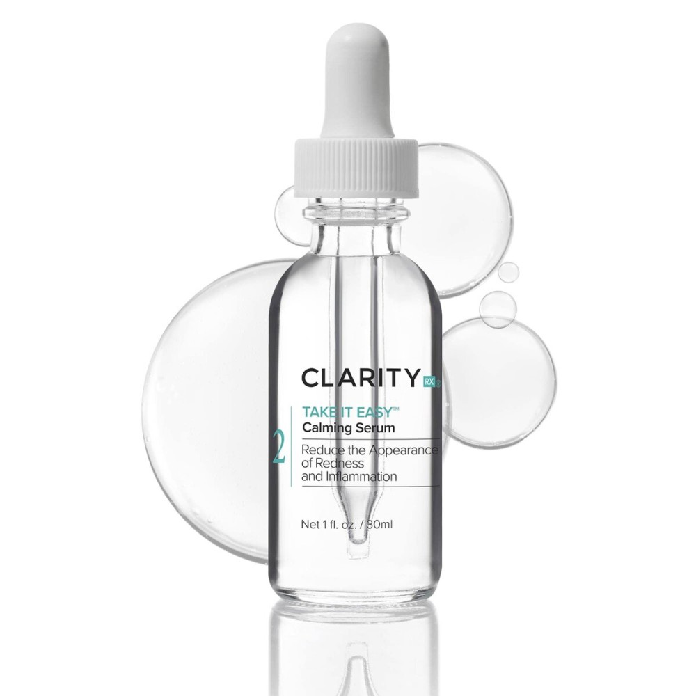 ClarityRx Take It Easy Calming Face Serum, Natural Plant-Based Anti-Redness Treatment for Sensitive Skin & Rosacea (1 fl oz)
