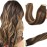 GOO GOO 24inch Tape in Human Hair Extensions Balayage Chocolate Brown to Caramel Blonde Remy, Tape in Balayage Natural , Straight 20pcs 50g