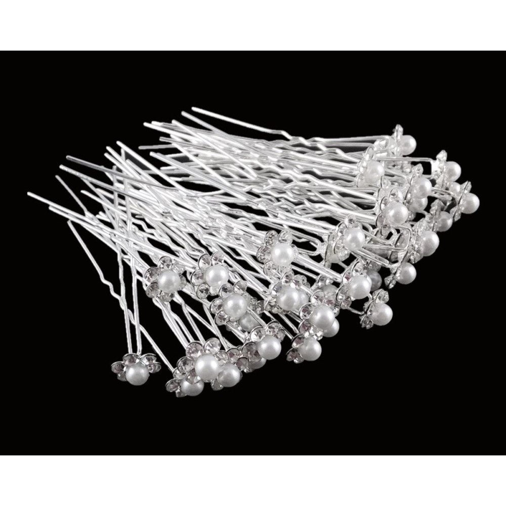 yueton 40pcs Wedding Bridal Pearl Flower Crystal Hair Pins Clips Women Headwear Hair Accessories