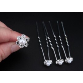 yueton 40pcs Wedding Bridal Pearl Flower Crystal Hair Pins Clips Women Headwear Hair Accessories