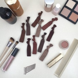 Cyndibands Brunette Ribbon Hair Ties, Gentle Elastic Ponytail Holders, 25 Count