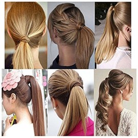 Lelinta 18 Wavy Curly Wrap Around Ponytail Extension for Woman Synthetic Hair Extension Bleach Blonde