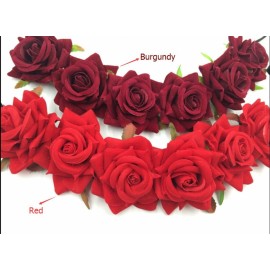 Floral Fall Rose Red Rose Flower Crown Woodland Hair Wreath Festival Headband F-67 (3-Red)