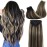 GOO GOO Clip in Hair Extensions Real Human Hair, Remy Human Hair Extensions Clip ins for Women, Natural Human Hair, 18inch 120g 7Pcs, 1B/16/1B Balayage Natural Black to Light Blonde