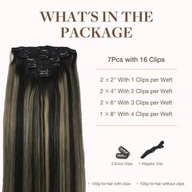GOO GOO Clip in Hair Extensions Real Human Hair, Remy Human Hair Extensions Clip ins for Women, Natural Human Hair, 18inch 120g 7Pcs, 1B/16/1B Balayage Natural Black to Light Blonde GOO GOO Clip in Hair Extensions Real Human Hair, Remy Human Hair Extensions Clip ins for Women, Natural Human Hair, 18inch 120g 7Pcs, 1B/16/1B Balayage Natural Black to Light Blonde