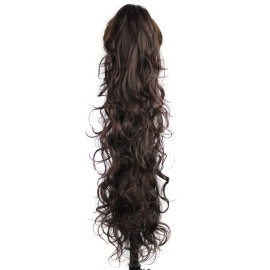 KUKI 31 Ponytail Hair Extension Jaw Long Curly Clip Synthetic Hair Extension Hair Piece Naturel, 1B33