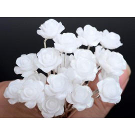 AKOAK 20 Pcs Bridal Wedding Hair Pins, White Rose Flower Hair Pins AKOAK 20 Pcs Bridal Wedding Hair Pins, White Rose Flower Hair Pins