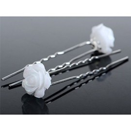 AKOAK 20 Pcs Bridal Wedding Hair Pins, White Rose Flower Hair Pins AKOAK 20 Pcs Bridal Wedding Hair Pins, White Rose Flower Hair Pins