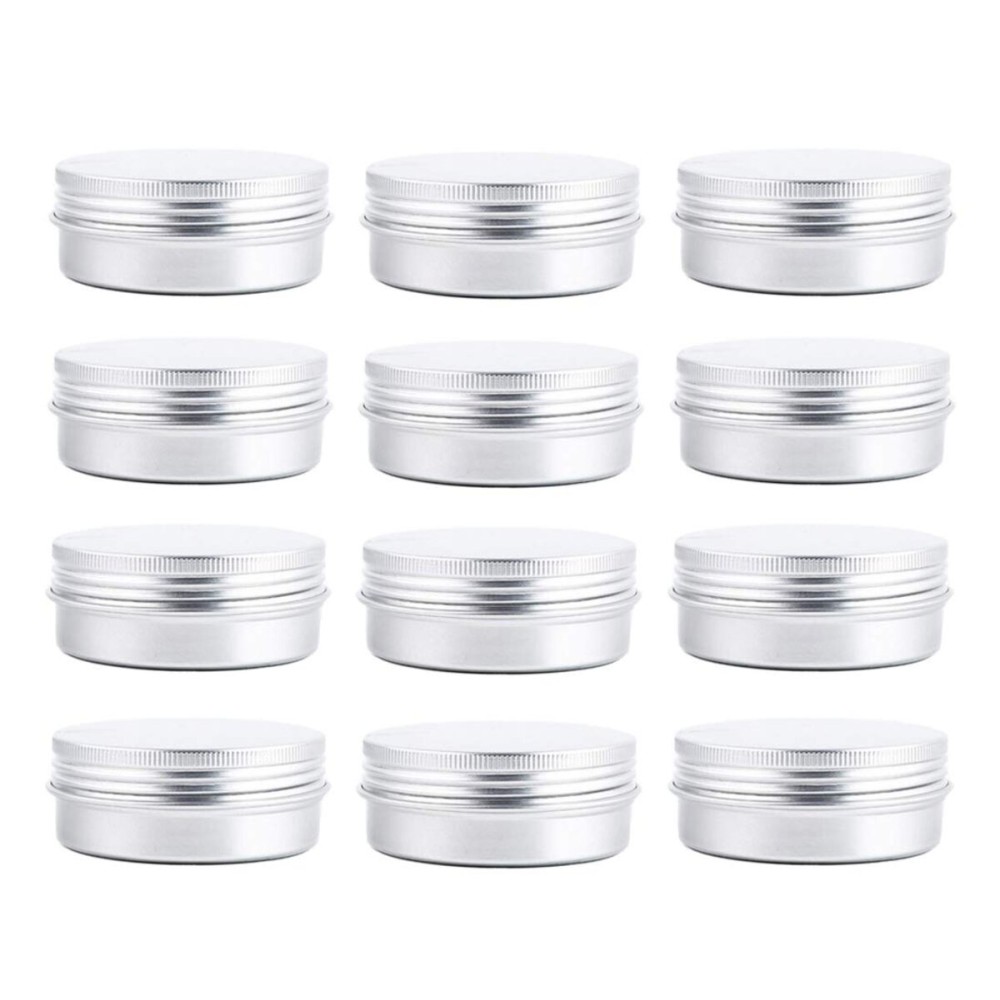 ericotry 12 pcs of 2 Oz/ 60 ML Silver Aluminum Tins Empty Slip Slide Round Containers with Tight Sealed Twist Screwtop Cover for Powder Lip Balm Lotion Make Up Eye Shadow Cream