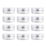 ericotry 12 pcs of 2 Oz/ 60 ML Silver Aluminum Tins Empty Slip Slide Round Containers with Tight Sealed Twist Screwtop Cover for Powder Lip Balm Lotion Make Up Eye Shadow Cream