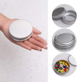 ericotry 12 pcs of 2 Oz/ 60 ML Silver Aluminum Tins Empty Slip Slide Round Containers with Tight Sealed Twist Screwtop Cover for Powder Lip Balm Lotion Make Up Eye Shadow Cream