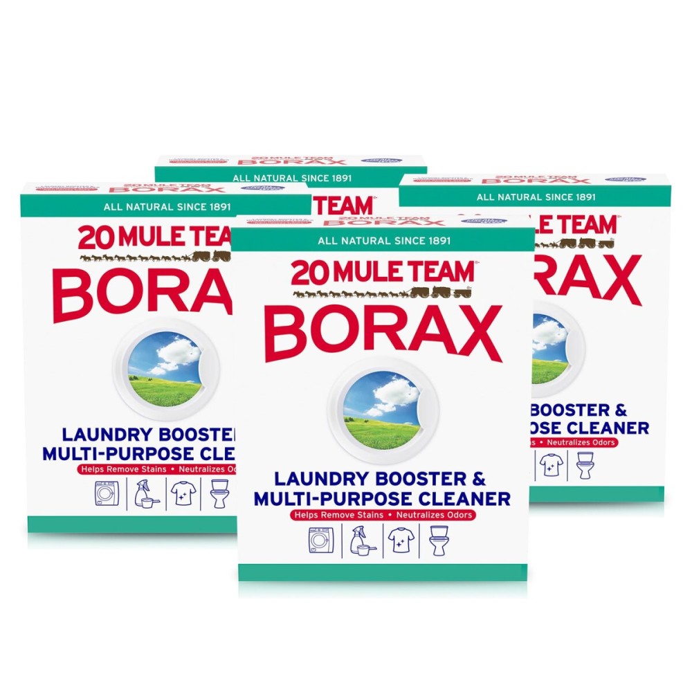 20 Mule Team All Natural Borax Detergent Booster & Multi-Purpose Household Cleaner, 65 Ounce, 4 Count 20 Mule Team All Natural Borax Detergent Booster & Multi-Purpose Household Cleaner, 65 Ounce, 4 Count