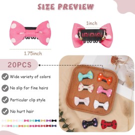 20 Pack Handmade Tiny Hair Clips for Baby Fine Hair 1.75Inch Mini Grosgrain Ribbon Hair Bows Snap Hair Clips Barrettes Hair Accessories For Baby Girls Newborn Infant Toddlers