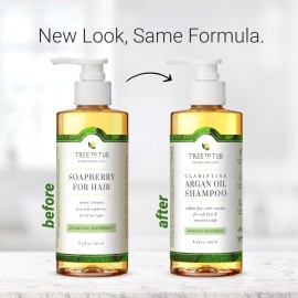 Tree to Tub Peppermint Shampoo for Oily Hair & Sensitive Scalp - Gentle Clarifying Shampoo for Build Up, Sulfate Free Anti Residue Hair Shampoo for Women & Men w/Organic Argan Oil, Natural Aloe Vera