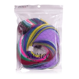 SWACC 22 Pcs Colored Party Highlights Clip on in Hair Extensions Multi-Colors Hair Streak Synthetic Hairpieces (11 Colors 22 Pcs in Set -Straight)