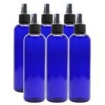 Cornucopia Brands 8oz Cobalt Blue Plastic PET Spray Bottles w/Fine Mist Atomizers (6-pack); for DIY Home Cleaning, Aromatherapy, & Beauty Care