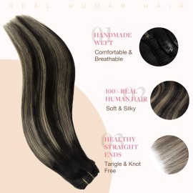 GOO GOO Clip in Hair Extensions Real Human Hair, Remy Human Hair Extensions Clip ins for Women, Natural Human Hair, 24inch 120g 7Pcs, 1B/16/1B Balayage Natural Black to Light Blonde GOO GOO Clip in Hair Extensions Real Human Hair, Remy Human Hair Extensions Clip ins for Women, Natural Human Hair, 24inch 120g 7Pcs, 1B/16/1B Balayage Natural Black to Light Blonde