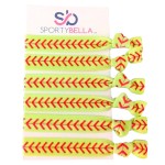 Sportybella Softball Hair Tie Set - Elastic No-Crease Bands with Love Softball & Heart Design, Stylish Accessories for Girls, Teens & Softball Players (Yellow)