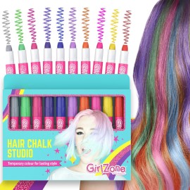 GirlZone Hair Chalks Set, 10-Piece Temporary Hair Chalk For Kids, Easy to Apply and Remove Temporary Hair Color for Kids Dress Up Parties, Role Play, Gift-Ready Vibrant Girls Hair Chalk Set GirlZone Hair Chalks Set, 10-Piece Temporary Hair Chalk For Kids, Easy to Apply and Remove Temporary Hair Color for Kids Dress Up Parties, Role Play, Gift-Ready Vibrant Girls Hair Chalk Set