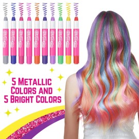 GirlZone Hair Chalks Set, 10-Piece Temporary Hair Chalk For Kids, Easy to Apply and Remove Temporary Hair Color for Kids Dress Up Parties, Role Play, Gift-Ready Vibrant Girls Hair Chalk Set GirlZone Hair Chalks Set, 10-Piece Temporary Hair Chalk For Kids, Easy to Apply and Remove Temporary Hair Color for Kids Dress Up Parties, Role Play, Gift-Ready Vibrant Girls Hair Chalk Set