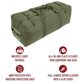 Rothco Enhanced Duffle Bag with Backpack Straps - Great for Travel, Camping, Sports, Gym, and More - 76L Storage Capacity - Olive Drab