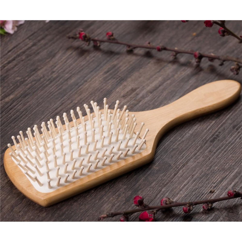 JYHY Keratin Oil Infused Wooden Hair Brush - Massage Paddle Brush for Beauty SPA, Big Size Detangler to Improve Hair Growth, White Wood Pins JYHY Keratin Oil Infused Wooden Hair Brush - Massage Paddle Brush for Beauty SPA, Big Size Detangler to Improve Hair Growth, White Wood Pins