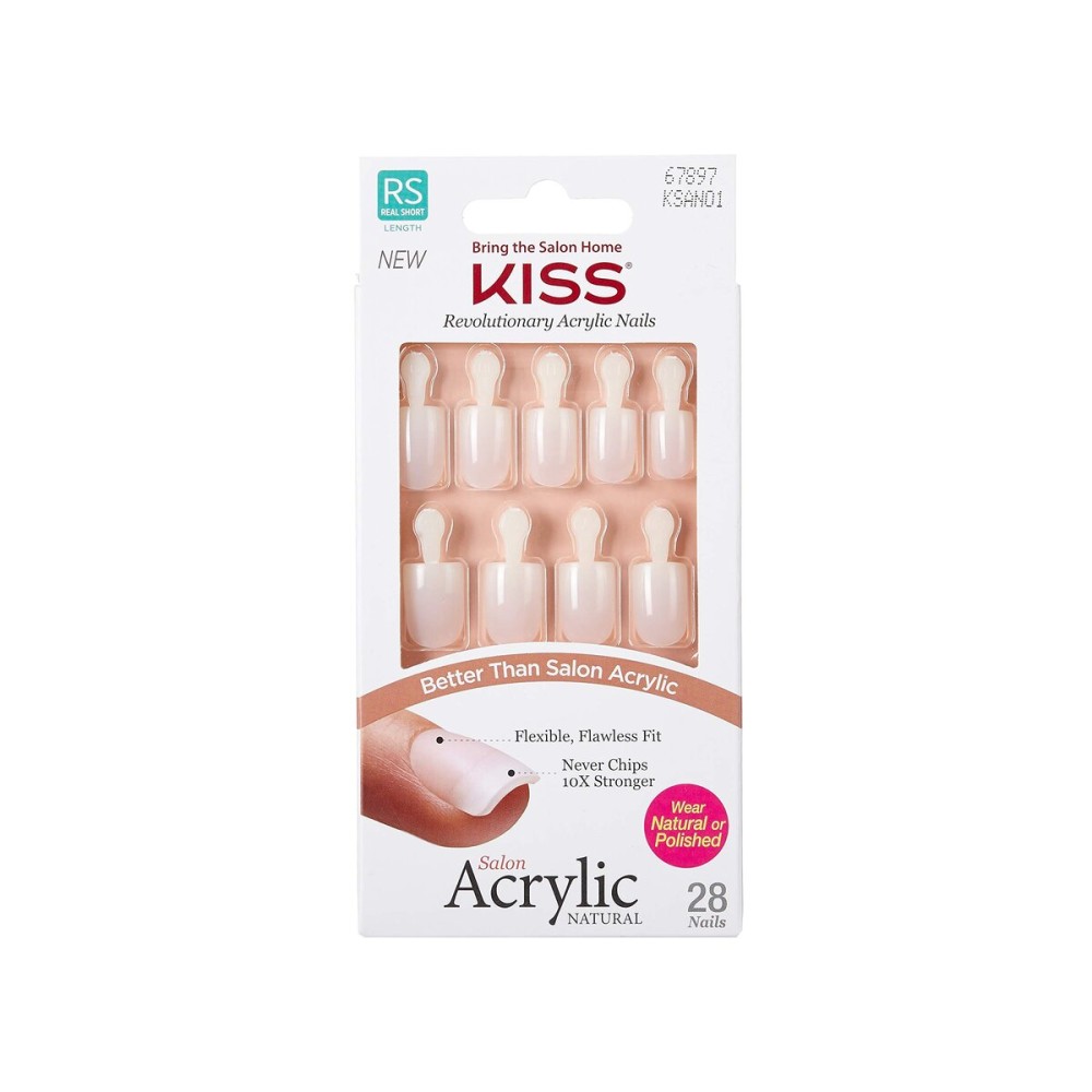 KISS Salon Acrylic Natural 28 Nails Real Short Length KSAN01 (2 PACK)