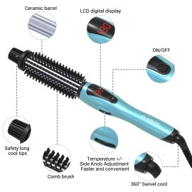 PHOEBE Curling Iron, Dual Voltage Travel 1 Inch Ceramic Tourmaline Ionic Hair Curler Hot Brush, Professional Anti-Scald Instant Heat Up Curling Wands, Heated Styler for Long Hair