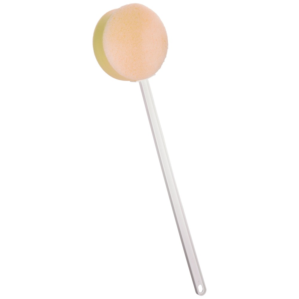 Sammons Preston Long Scrub Sponges, 22.5 Long Handled Washer & Scrubber Tool with Polyfoam Round Sponge & Loofah On One Side, Bath & Shower Cleaning Aid, Extended Reacher for Limited Range of Motion