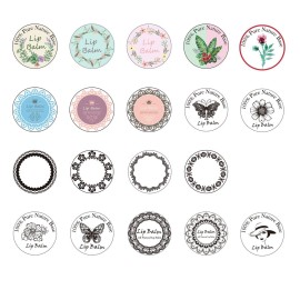 Kare & Kind Lip Balm Container Jars - for Cosmetics - 48-Pack - 6 Colors - DIY - Transparent - 5 Gram (5 ml/0.17 Oz) - Including 48 Writeable & 48 Printed Lip Balm Stickers - Screw Cap Lids - Empty