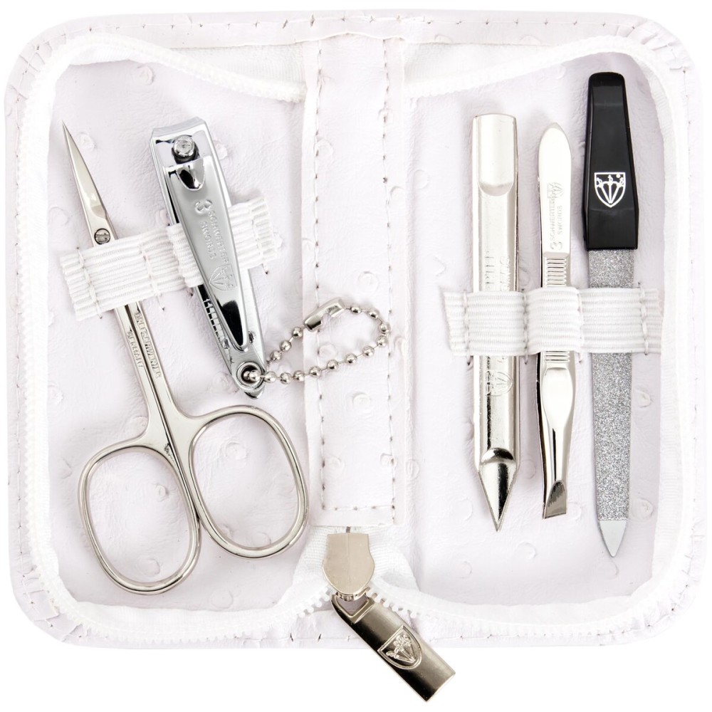 3 Swords Germany - brand quality 5 piece manicure pedicure grooming kit set with synthetic leather case ostrich white - Made in Germany 3 Swords Germany - brand quality 5 piece manicure pedicure grooming kit set with synthetic leather case ostrich white - Made in Germany