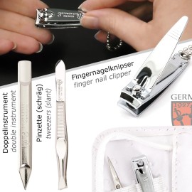 3 Swords Germany - brand quality 5 piece manicure pedicure grooming kit set with synthetic leather case ostrich white - Made in Germany 3 Swords Germany - brand quality 5 piece manicure pedicure grooming kit set with synthetic leather case ostrich white - Made in Germany