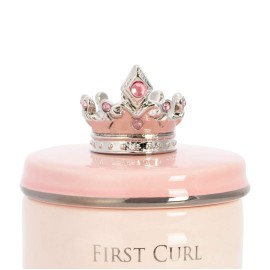 DEMDACO First Tooth and Curl Pink Ceramic Stoneware Children\'s Stackable Keepsake Box, 1 Count (Pack of 1)