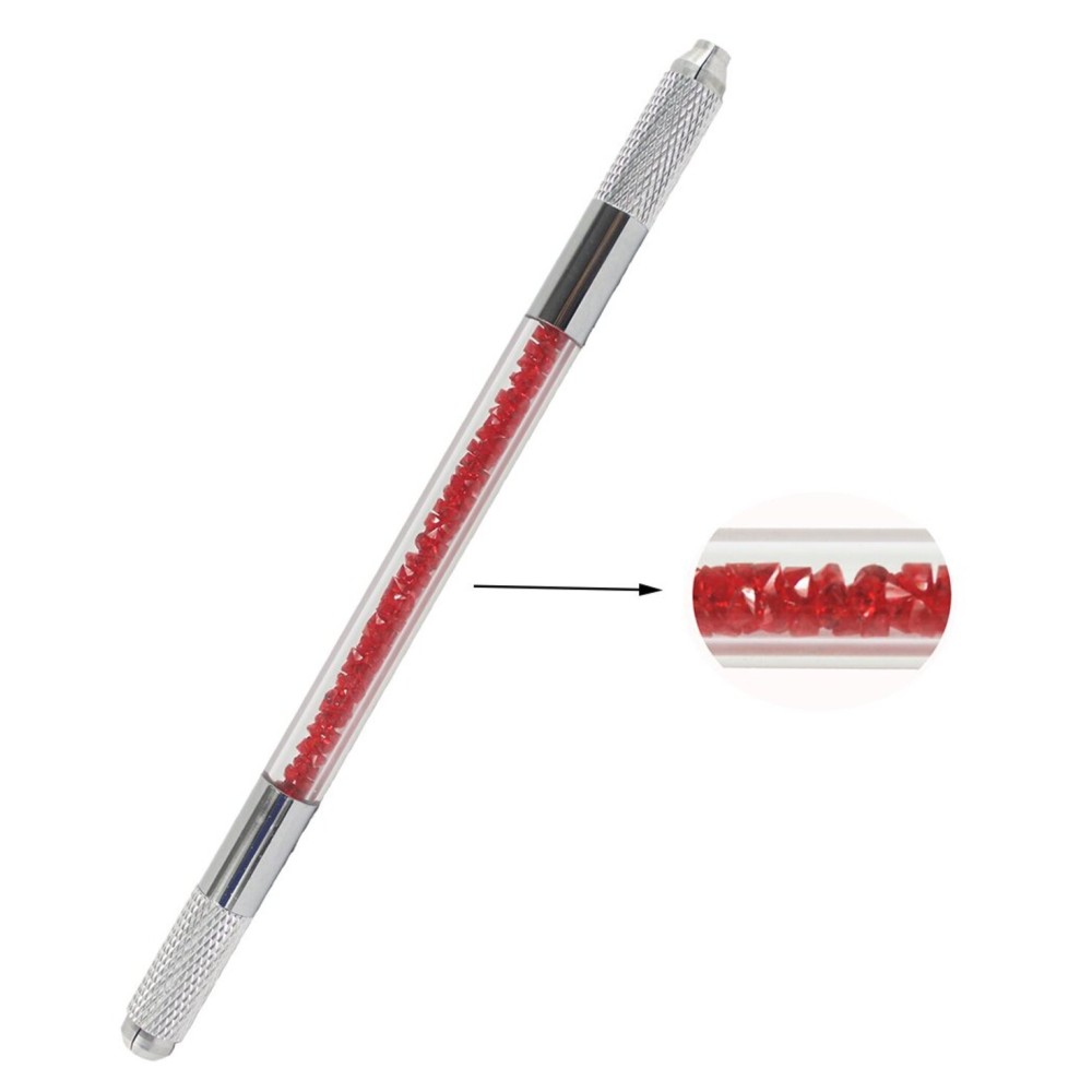 Xiaoyu 3 in 1 Crystal Multifunction Manual Tattoo Permanent Makeup Eyebrow Pen Microblading Pen - Red