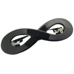 Parcelona French Infinity Black Cellulose Acetate Medium Hair Clip Barrette For Women and Girls, Made in France