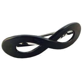 Parcelona French Infinity Black Cellulose Acetate Medium Hair Clip Barrette For Women and Girls, Made in France