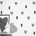 Modern Arrow Wall Sticker Set - 44 Removable Triangle Pattern Vinyl Decals for Baby Room, Kids Space, Living Room, Closet or Door - DIY Home Accent Art Decor YYU-15 (Black)
