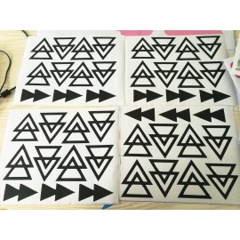 Modern Arrow Wall Sticker Set - 44 Removable Triangle Pattern Vinyl Decals for Baby Room, Kids Space, Living Room, Closet or Door - DIY Home Accent Art Decor YYU-15 (Black)